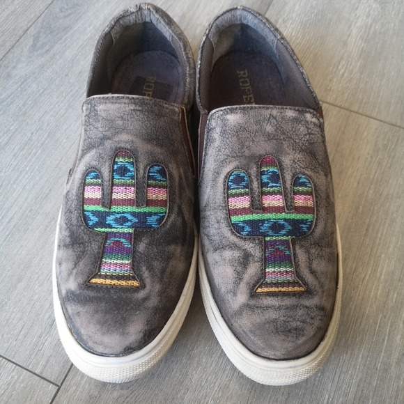 Roper Southwestern Cowboy Cowgirl Cactus Western Slip On athletic sneakers Shoes - Picture 3 of 10